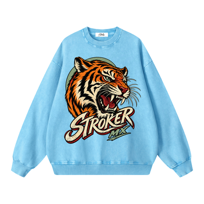VINTAGE TIGER | Snow-Washed Statement Crewneck