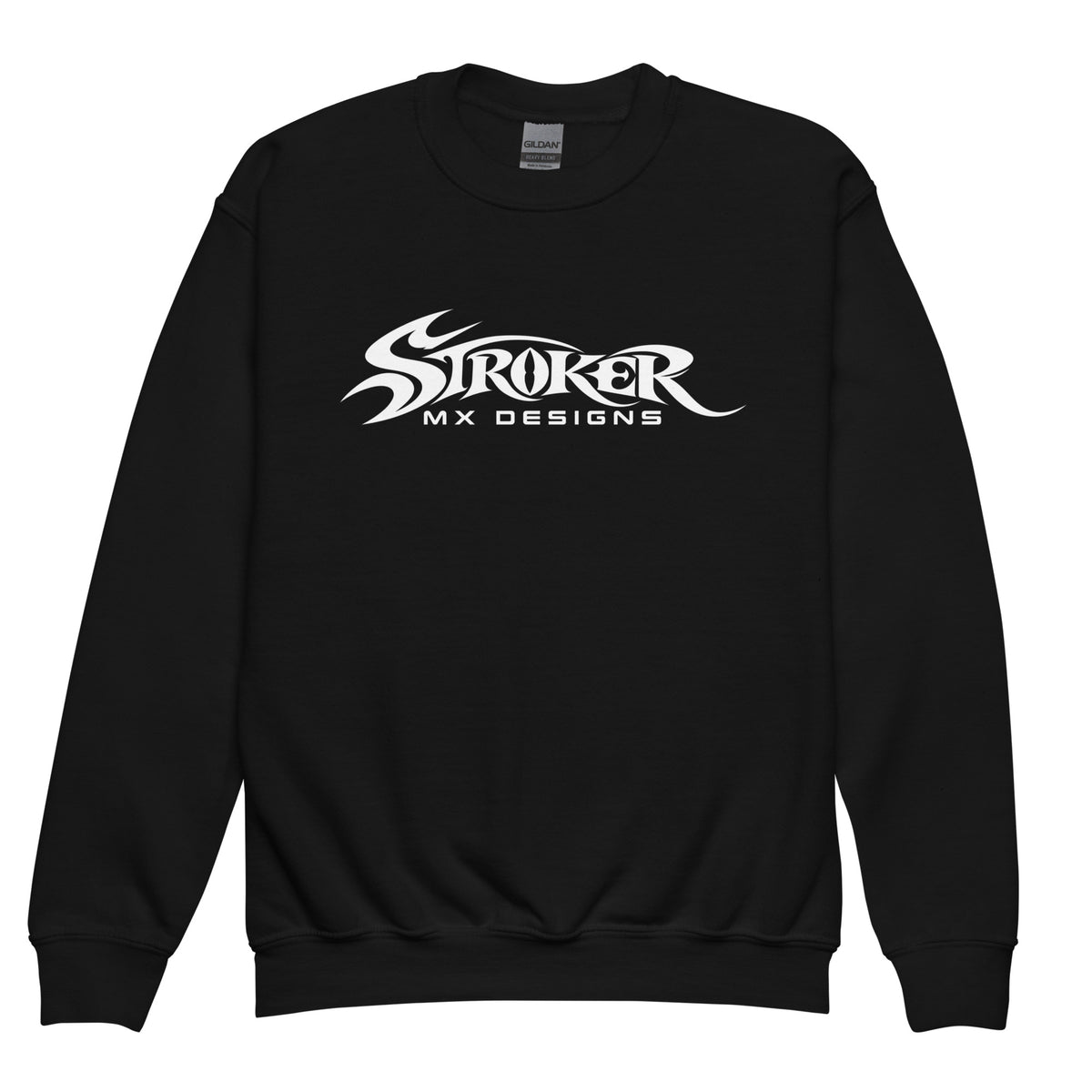 SKATEPARK CREW | Youth Crewneck Sweatshirt — black front garment mockup