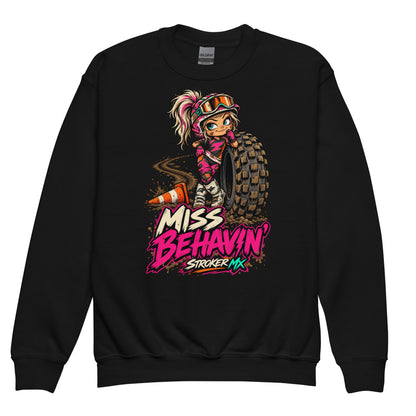 NEON ARCADE | Youth Crewneck Sweatshirt — black front garment mockup
