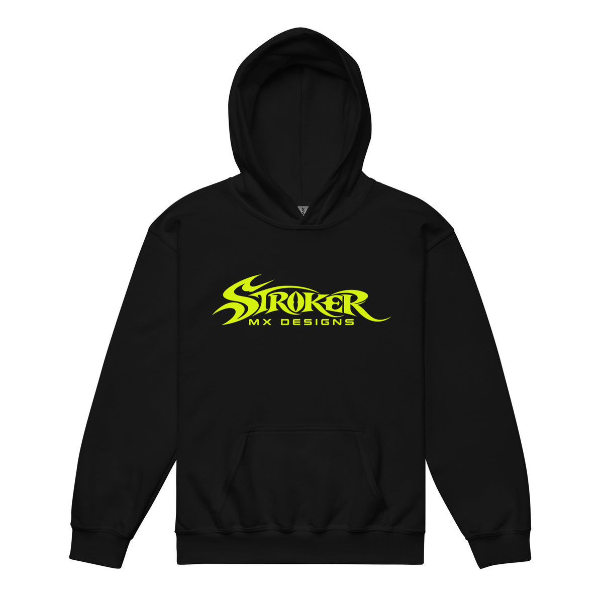 TRACKSIDE SUNSET | Youth Heavy Blend Hoodie — black front garment mockup
