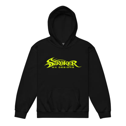 TRACKSIDE SUNSET | Youth Heavy Blend Hoodie — black front garment mockup